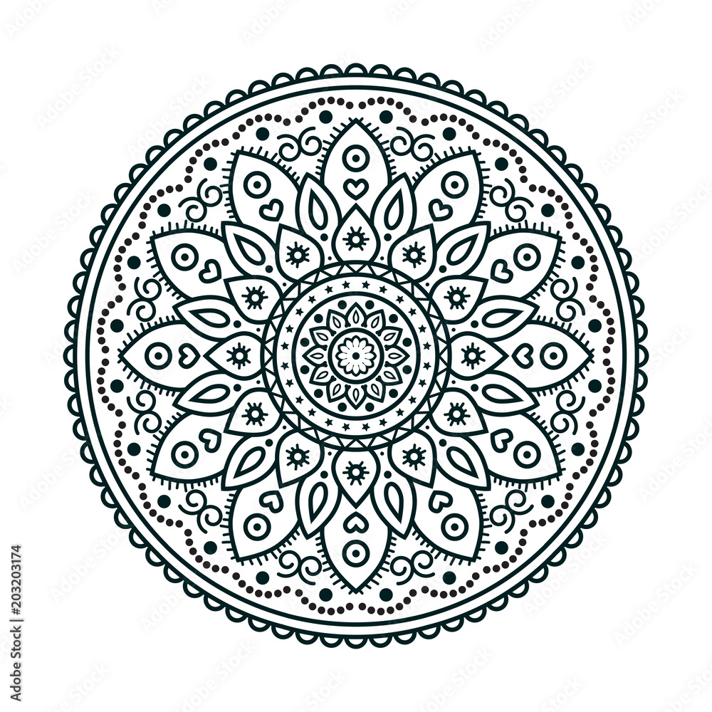 High Quality Vintage Decorative Oriental Mandala on White Background . isolated Vector Elements