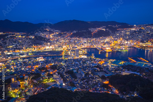 View of Nagasaki city skyline from Mount Inasa in Japan © orpheus26
