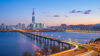 Fototapete Seoul Lichtermeer Seouls bei Nacht  © orpheus26