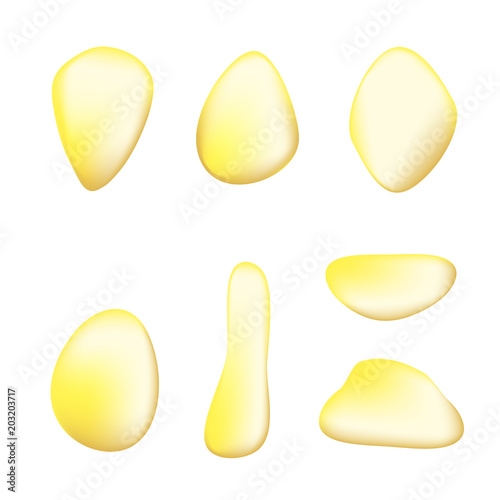 Set of drops butter. Vector illustration. Yellow droplet