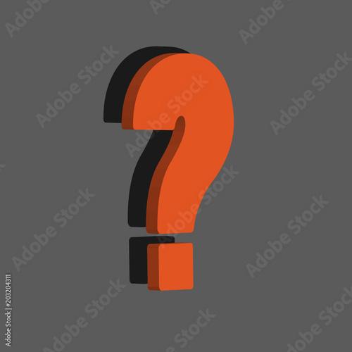 Question mark icon on a gray background in 3d format. vector illustration