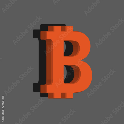 bitcoin icon on a gray background in 3d format. vector illustration