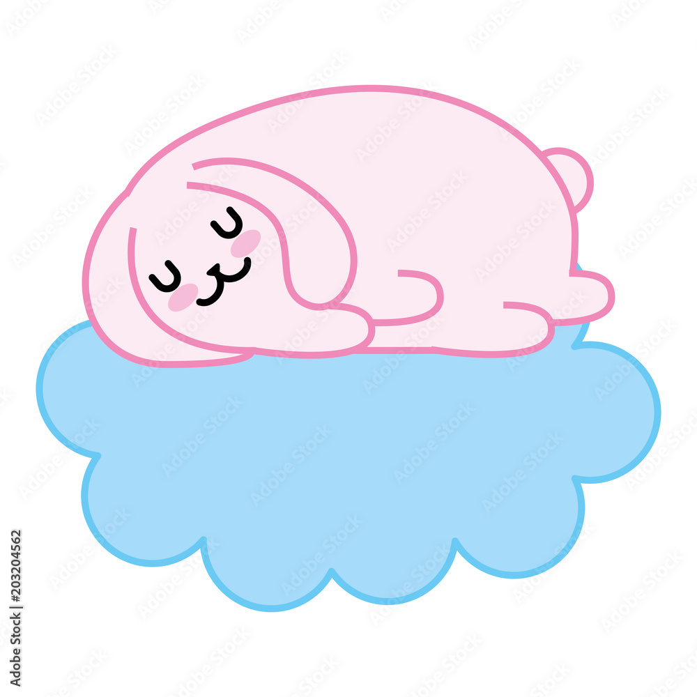 cute rabbit sleeping in the cloud vector illustration cute rabbit sleeping in the cloud vector illustration