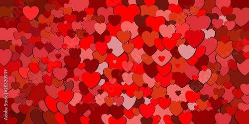 Abstract background with red hearts - Illustration, 
Various shades of red hearts background