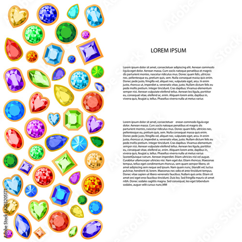 A set of colored gems with a place for your text. For printing, advertising, design. Vector