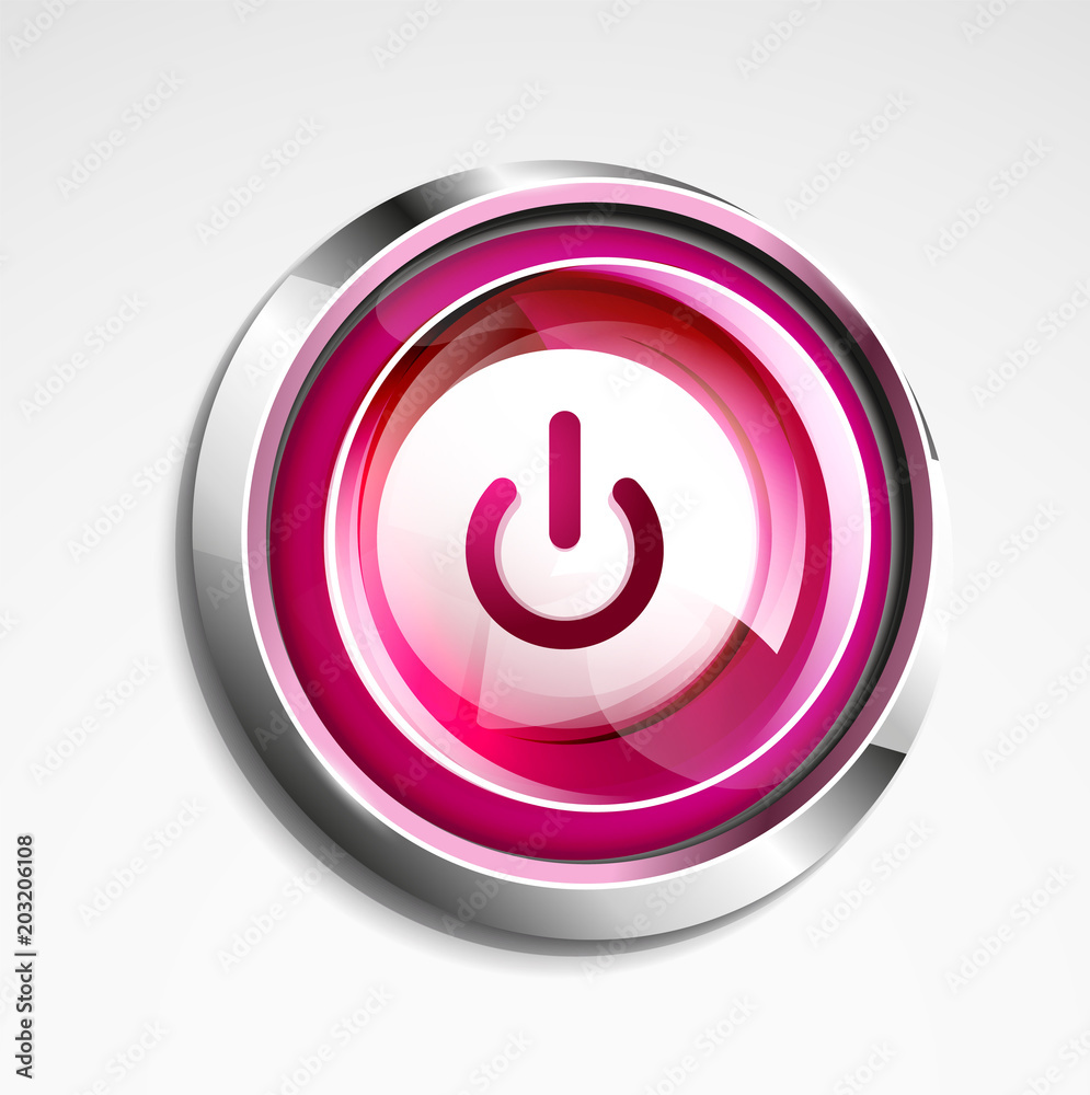 Power button technology logo, digital art techno concept, on off icon Power button technology logo, digital art techno concept, on off icon