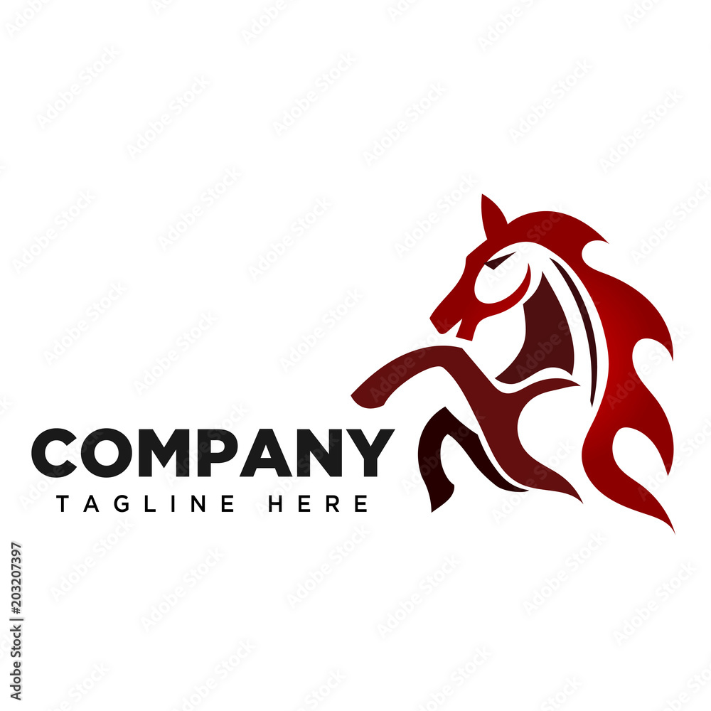fire spirit elegant Jumping horse logo