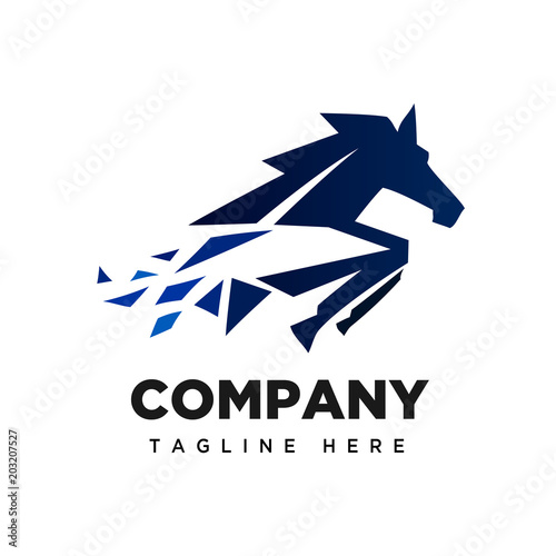 Forming jumping horse logo