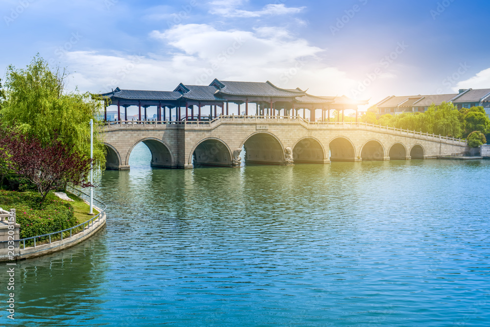 The beautiful Chinese architectural landscape and landscape in West Lake