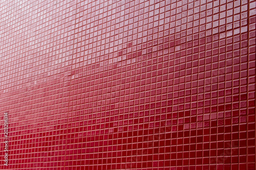 Red ceramic tiles on the wall