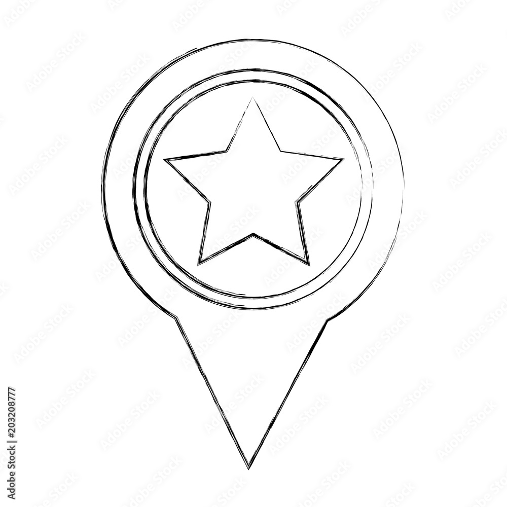 gps navigation pointer map with star vector illustration