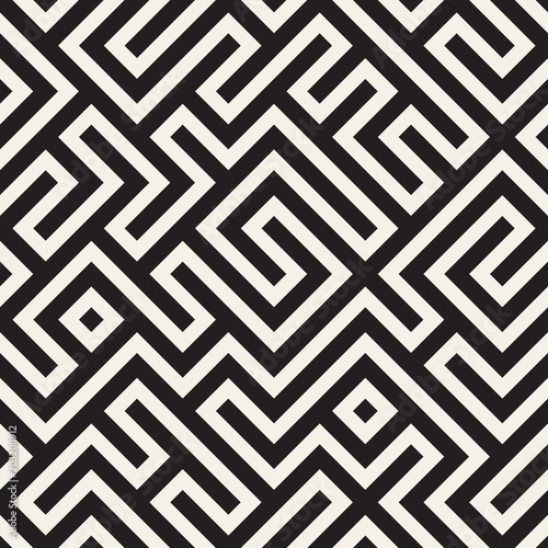 Stylish lines lattice. Ethnic monochrome texture. Abstract geometric background design. Vector seamless pattern.