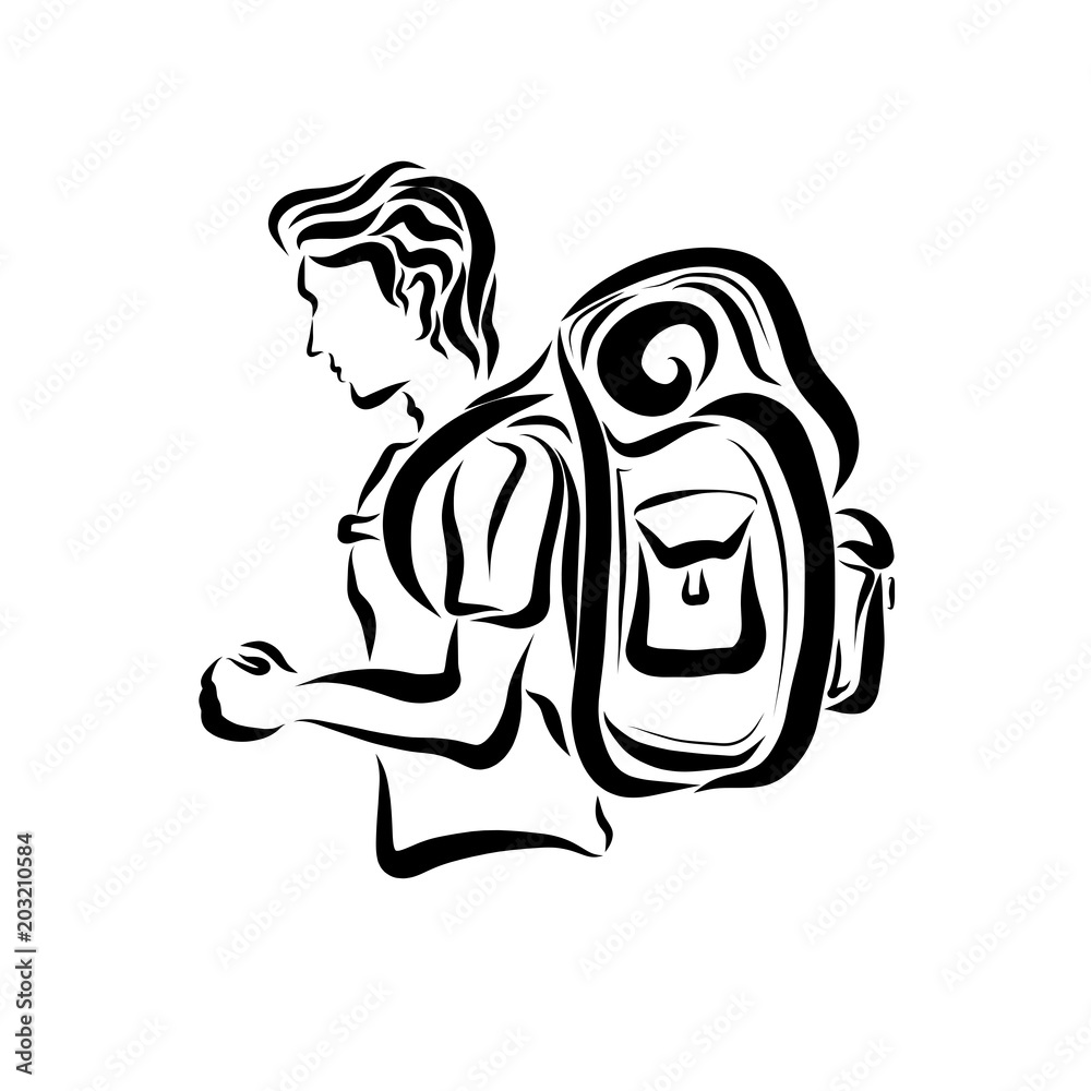 A person going on a hike or a trip A person going on a hike or a trip