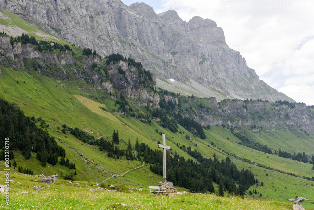 Rural landscape at Urnerboden on Switzerland