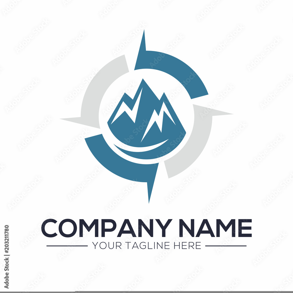 Compass Pin with Mount Logo Vector Template Compass Pin with Mount Logo Vector Template
