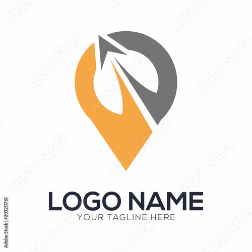 Compass Pin arrow Logo Vector Template