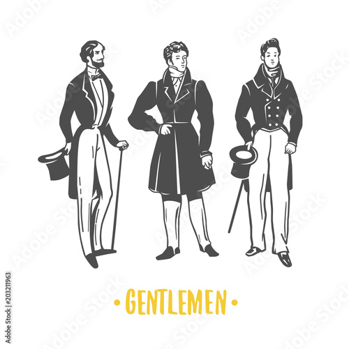 Gentlemans. Black and white vector objects.