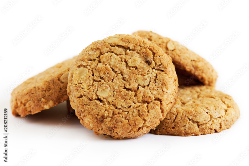 Biscuits with whole-wheat (wholemeal) flour isolated on white background Biscuits with whole-wheat (wholemeal) flour isolated on white background