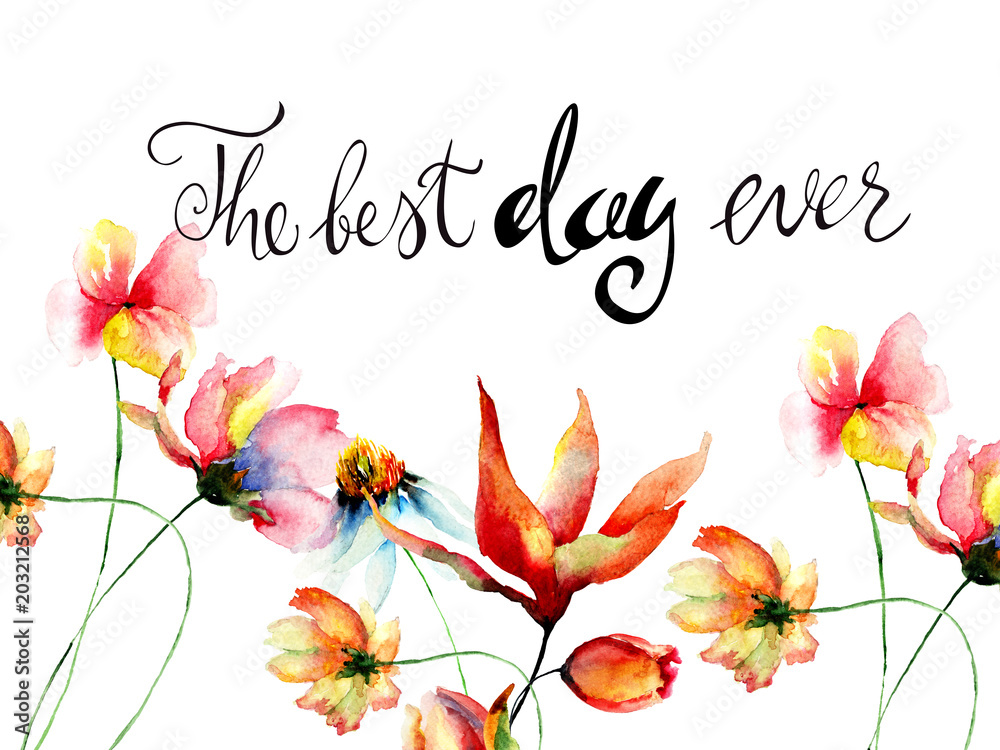 Decorative summer flowers with title the best day ever