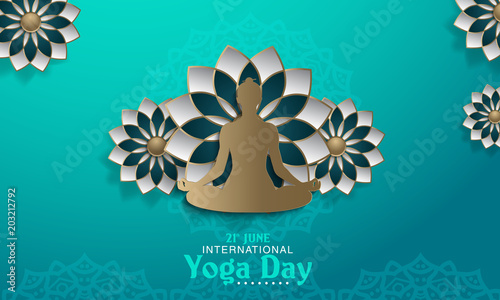 International Yoga Day vector illustration banner, brochure and poster design. June 21st celebrates world yoga day