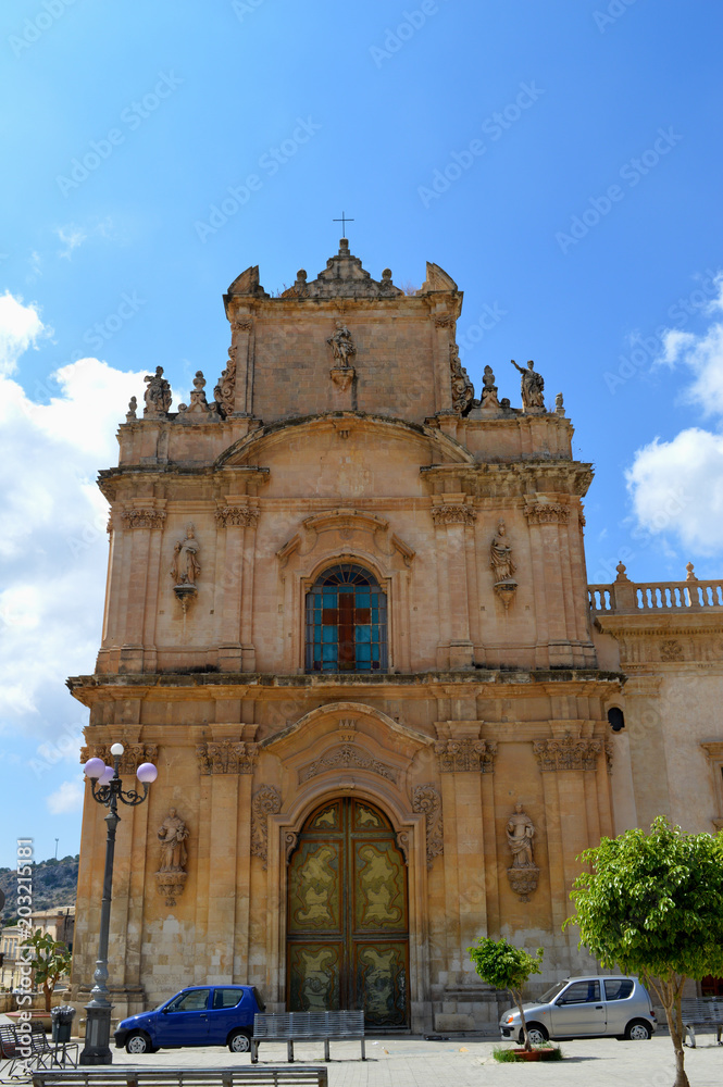 View of Madonna del Carmine Church, Scicli, Ragusa, Sicily, Italy, Europe, Baroque