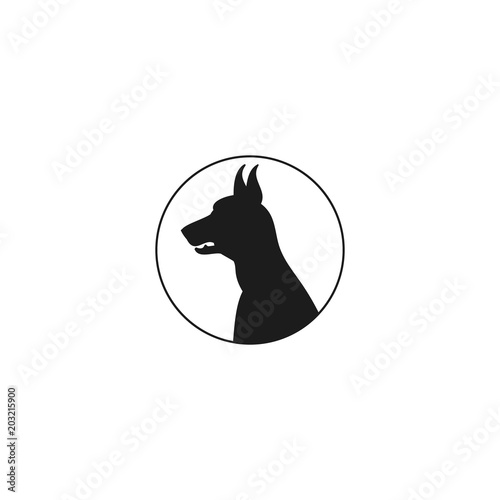 The head of a Doberman emblem