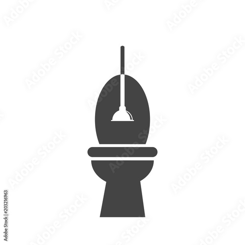 Toilet plunger bathroom equipment flat icon vector.