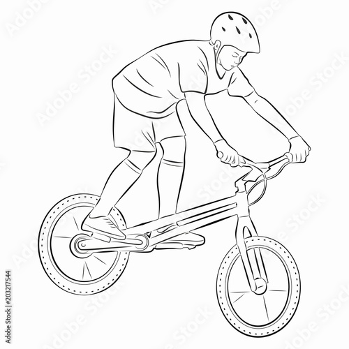 illustration of a cyclist - biketrial , vector draw