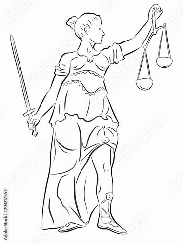 illustration of the statue of justice , vector draw