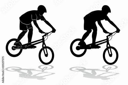 silhouette of a cyclist - biketrial , vector draw