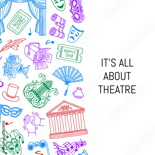 Vector doodle theatre elements background illustration photo