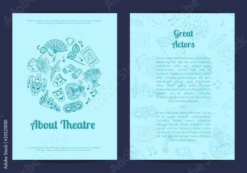 Vector doodle theatre elements card, flyer or brochure