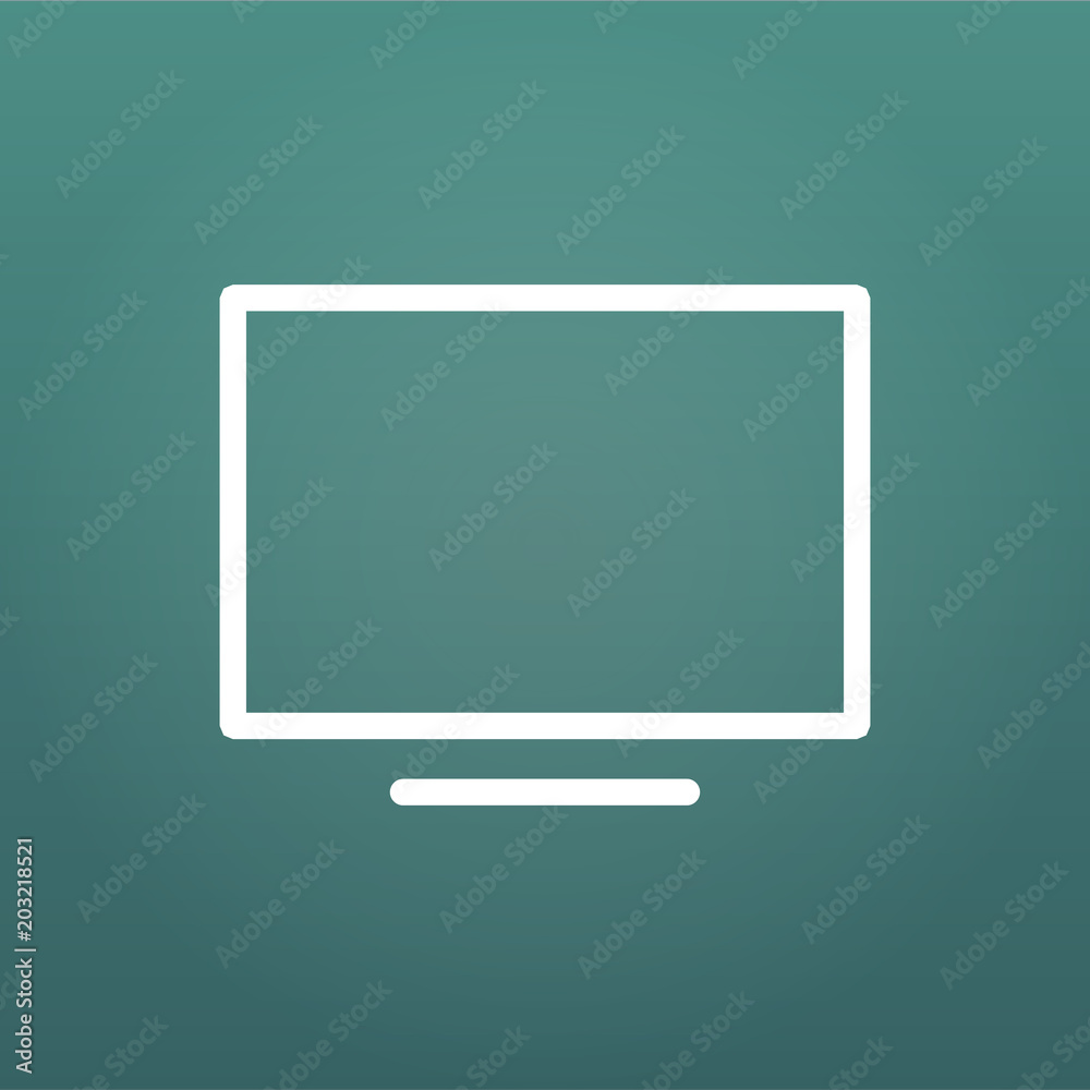Linear White Computer monitor icon. Vector illustration isolated on modern background.
