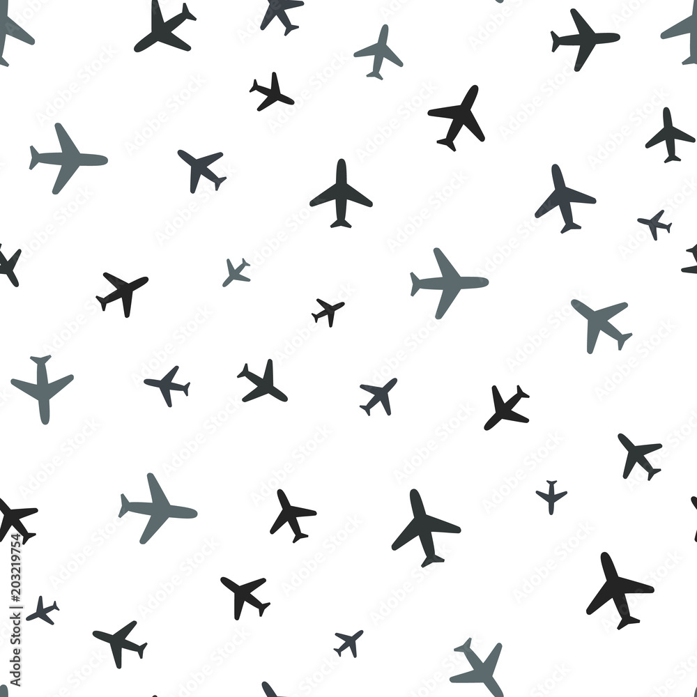 Fototapeta Airplane pattern. Plane seamless texture. Planes in the sky. Endless illustration, image. Creative, luxury gradient style. Print card, cloth, clothing, wrap, wrapper, web, cover, label, banner, poster