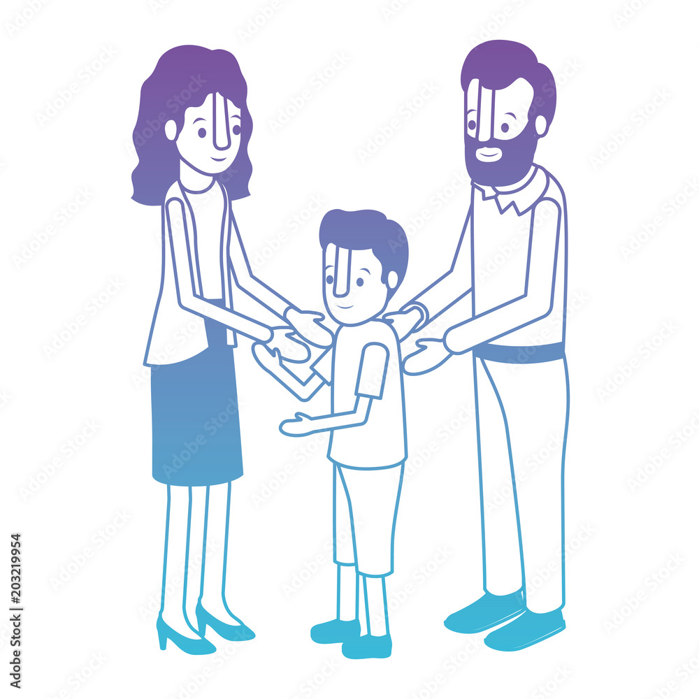 parents couple with son isometric characters vector illustration design parents couple with son isometric characters vector illustration design