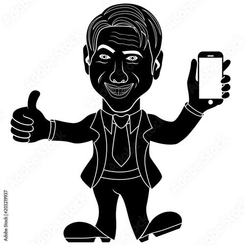 Men holds a smartphone