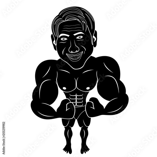 Bodybuilder shows his muscles