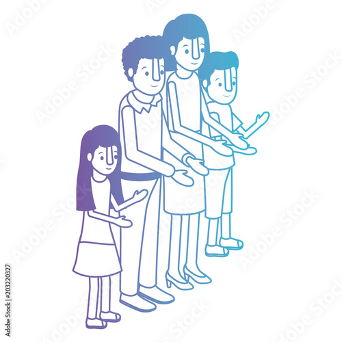 parents couple with son and daughter isometric vector illustration design