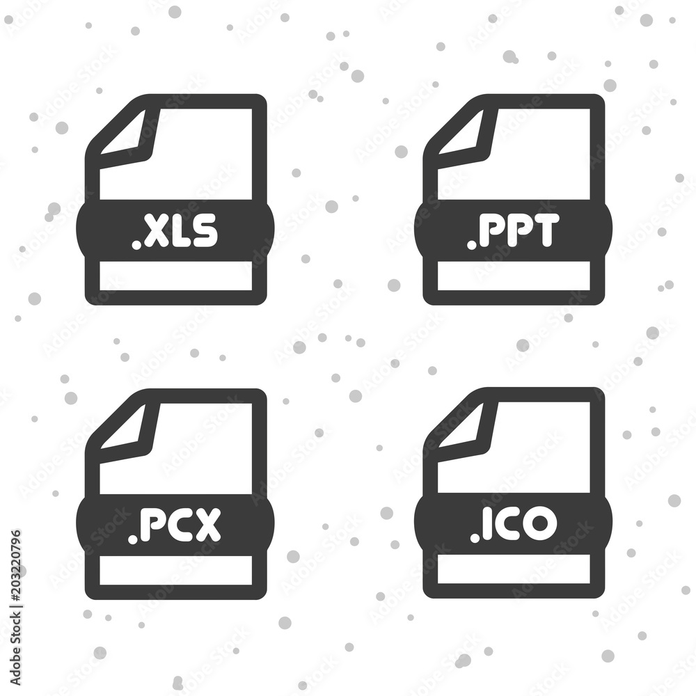 Document file icons. Download XLS, PPT, PCX and ICO symbol sign. Web ...