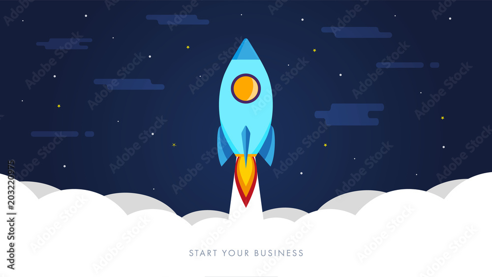 Flat rocket icon. Startup concept. Project development. Rocket launch,ship. concept of business product on a market Flat rocket icon. Startup concept. Project development. Rocket launch,ship. concept of business product on a market
