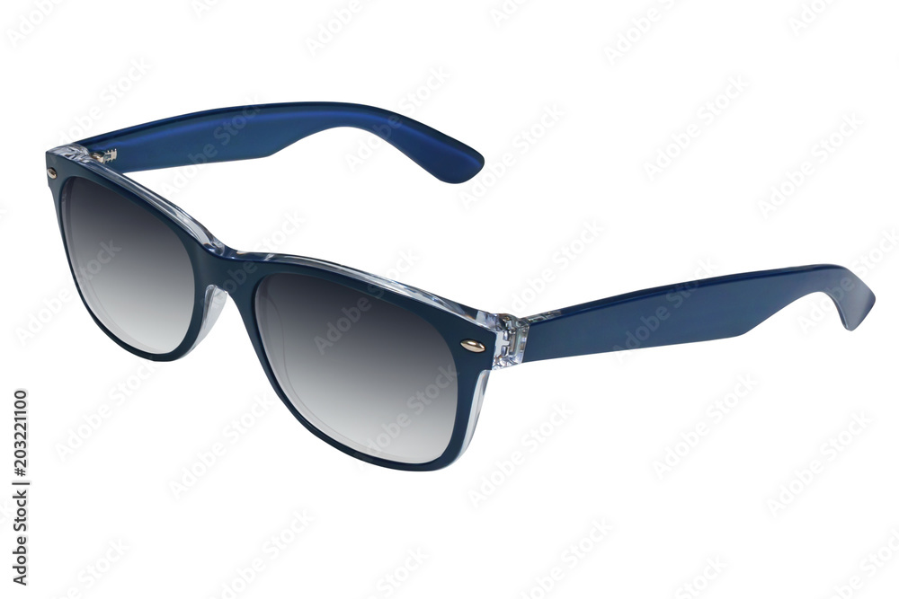 Blue man plastic sunglasses isolated on white background without shadows. Blue man plastic sunglasses isolated on white background without shadows.