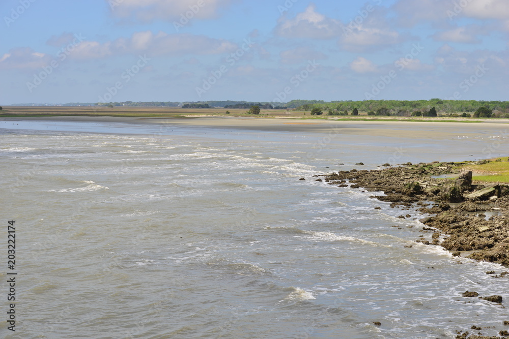 The view of Charleston seaway from Fort Sumter in South Carolina