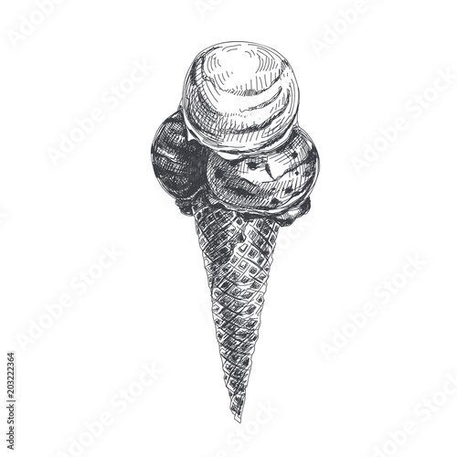 Beautiful vector hand drawn ice cream Illustration.