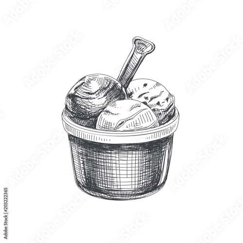 Beautiful vector hand drawn ice cream Illustration.