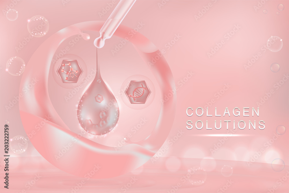 Pink Collagen Serum drop, cosmetic advertising background ready to use, luxury skin care ad, illustration vector. Pink Collagen Serum drop, cosmetic advertising background ready to use, luxury skin care ad, illustration vector.