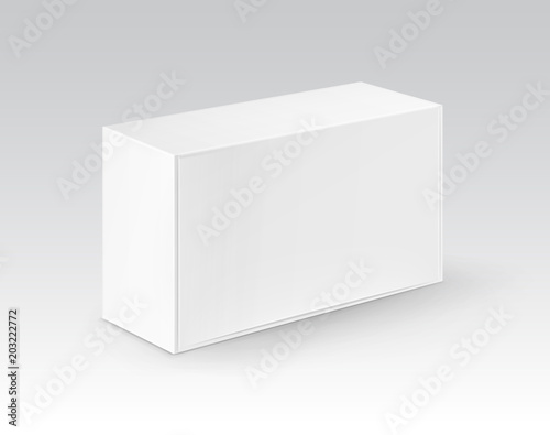 Vector White Blank Cardboard Rectangle Take Away Box Packaging For Sandwich, Food, Gift, Other Products Mock up Close up Isolated on White Background © Zonda