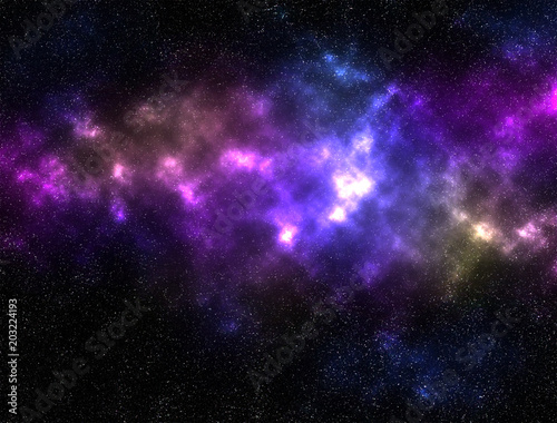 Colorful galaxy illustration with nebula. © GraffiTimi