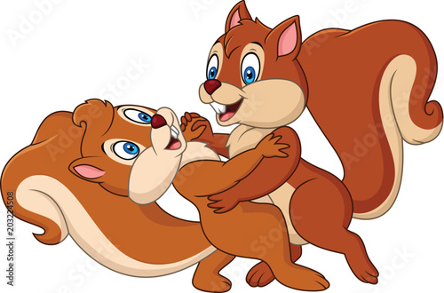 Cute couple squirrel dancing