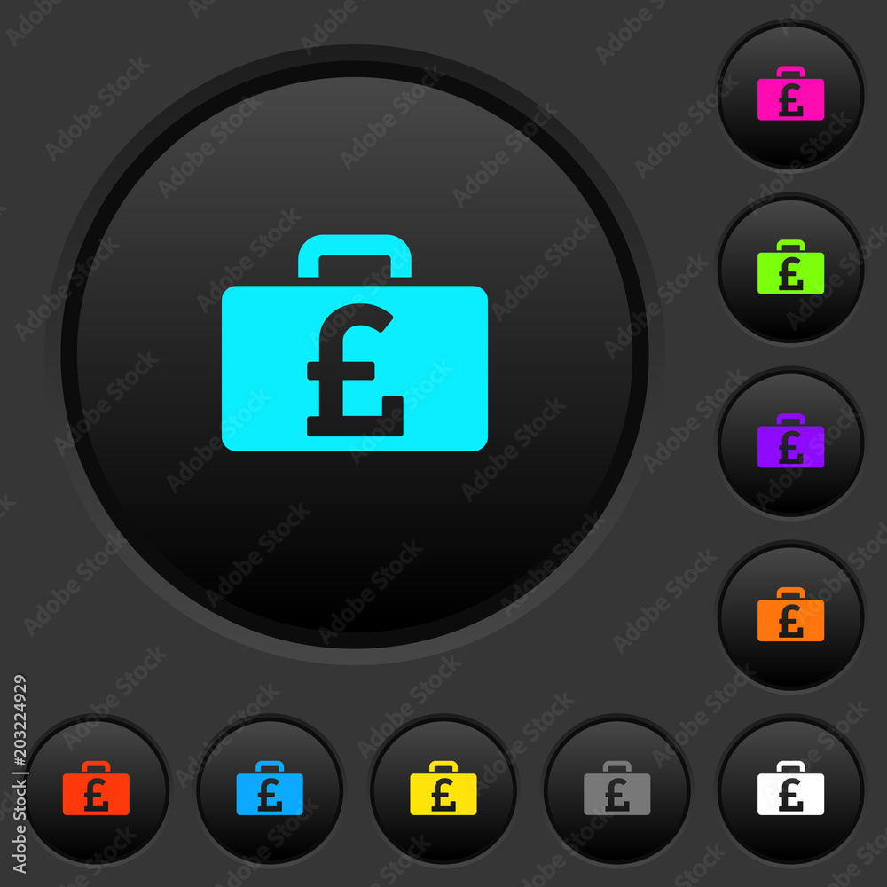 Pound bag dark push buttons with color icons Pound bag dark push buttons with color icons