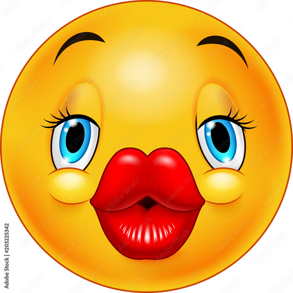 Cute Kissing Emoticon Stock Vector Adobe Stock